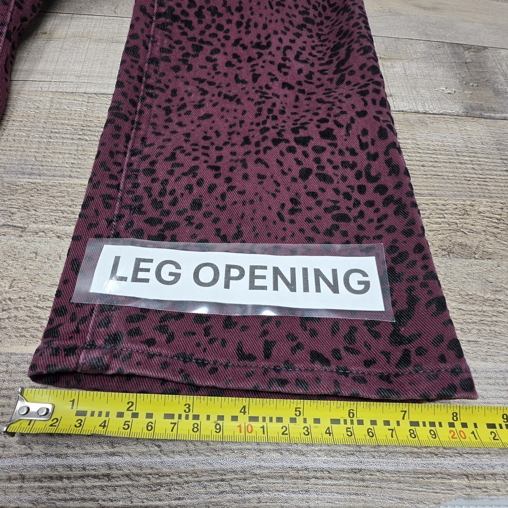 Rag & Bone Size 27 Hana Burgundy Cheetah Animal Print High Rise Waist Crop Jeans - Picture 11 of 12